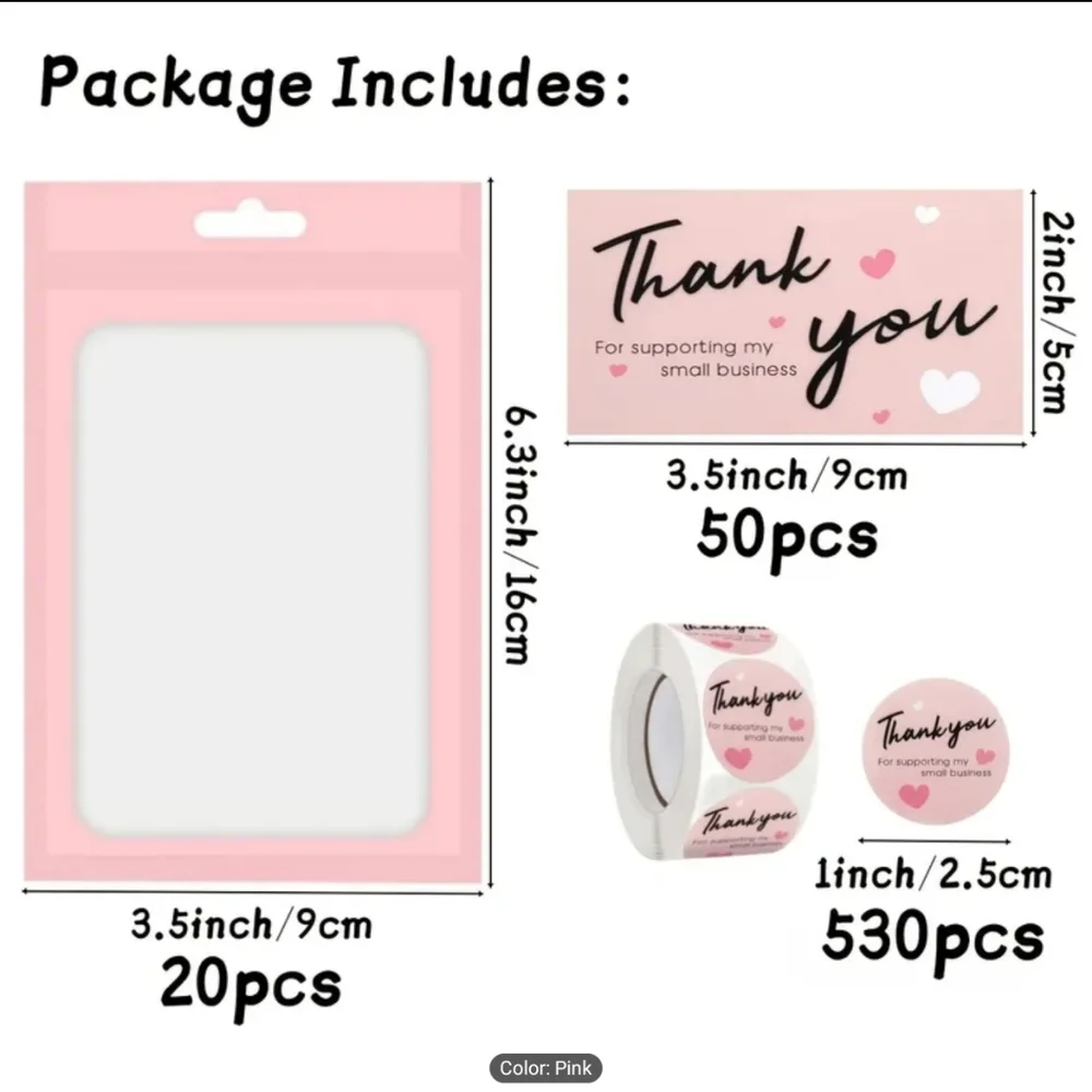 600 PIECE BUNDLE-- 530 THANK YOU STICKERS 50 THANK YOU CARDS AND 20 BAGS! NEW!